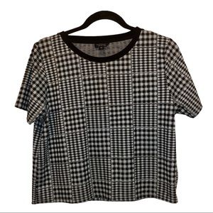 Topshop Blue Gingham Jacquard Tee